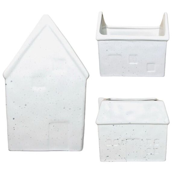 3pc Target Ceramic House Planters Cottage Farmhouse  Houses White New - Picture 1 of 8